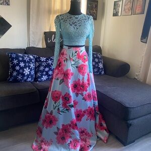 B Darlin Vibrant Pink and Blue Dress